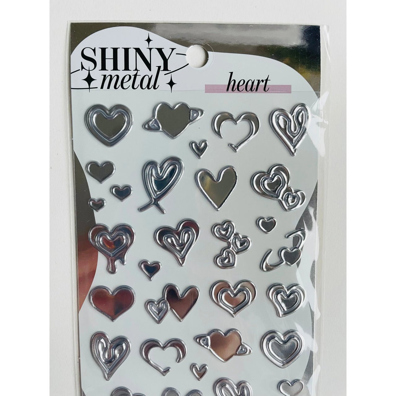 Japan Mind Wave Shiny Metal Stickers - Heart - Neko Stationary